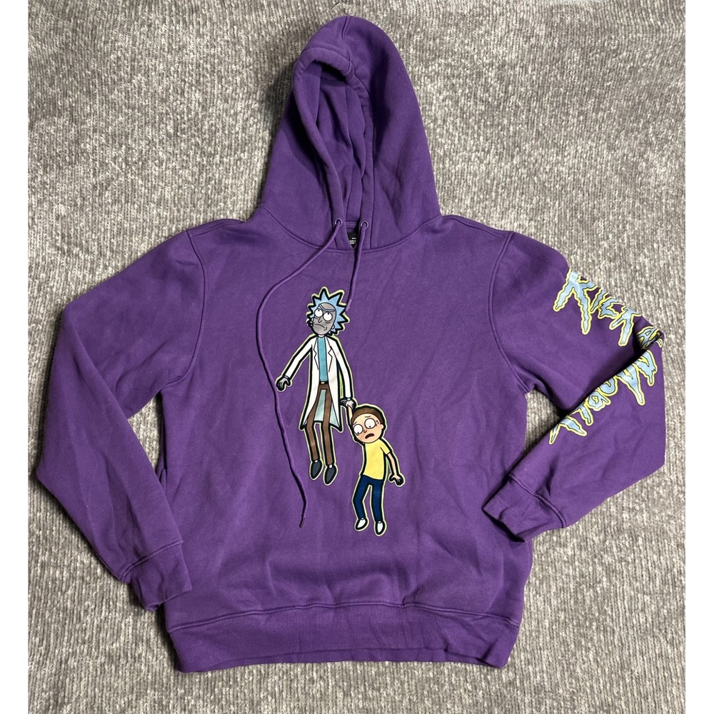 Rick and Morty Men's Adult Swim Floating Hoodie Purple Size Large